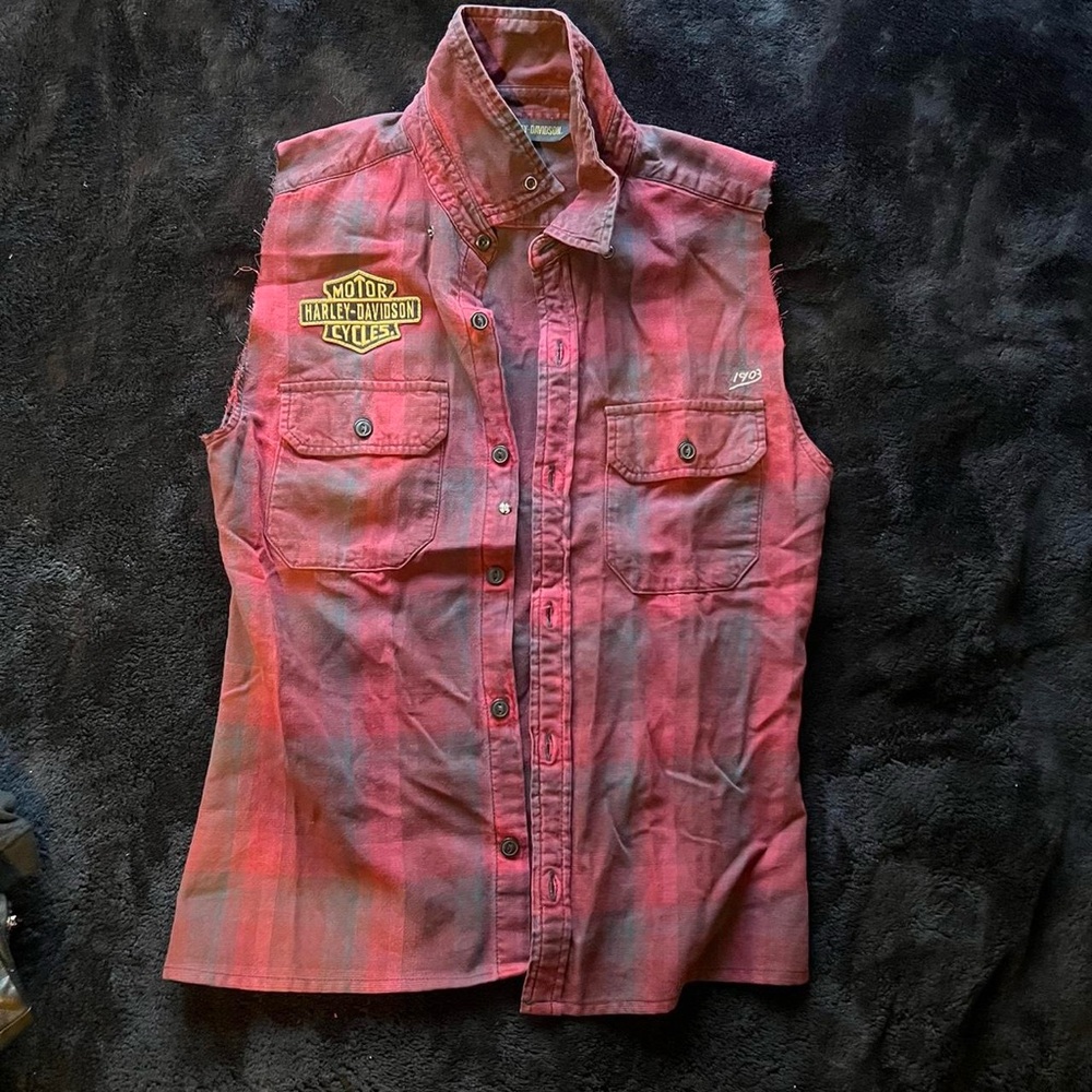 Harley-Davidson Red and Black Plaid shirt
